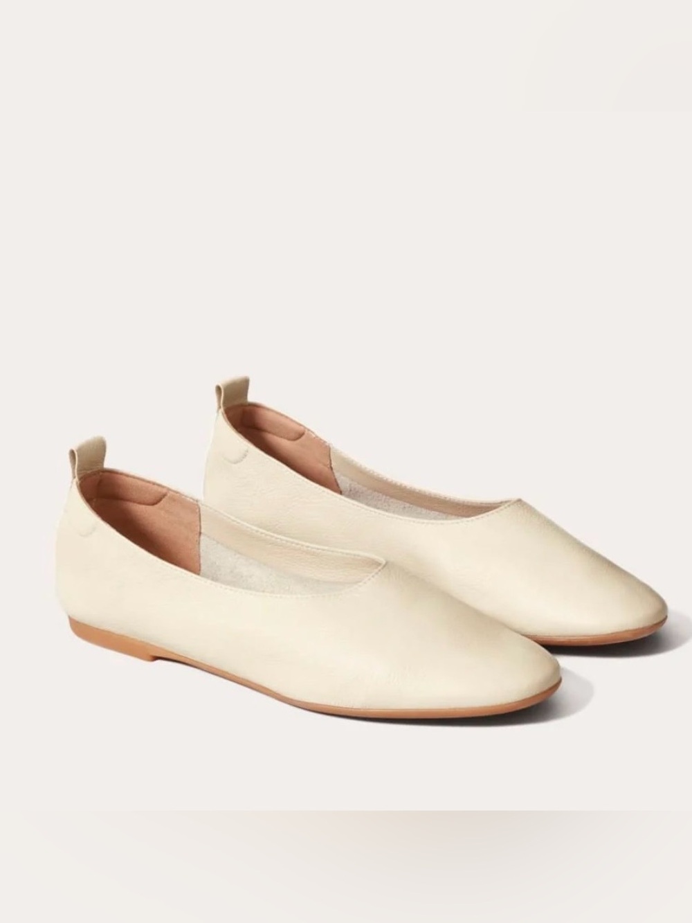 Everlane The Day Glove Leather Ballet Flats Cream Beige 8 Career Preppy Classic
